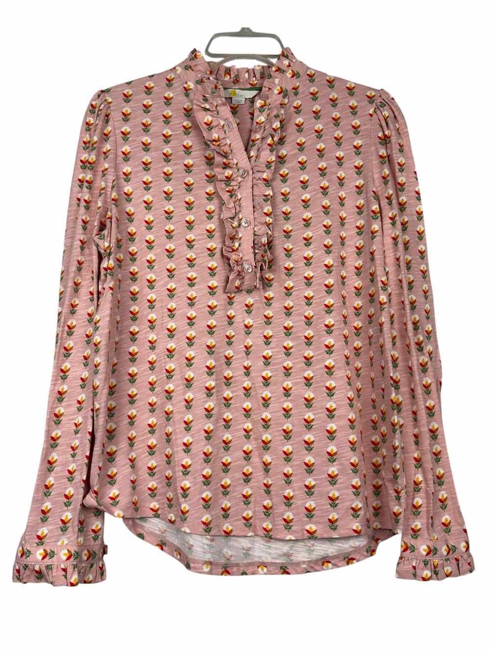 Boden Floral Ruffle Popover Blouse